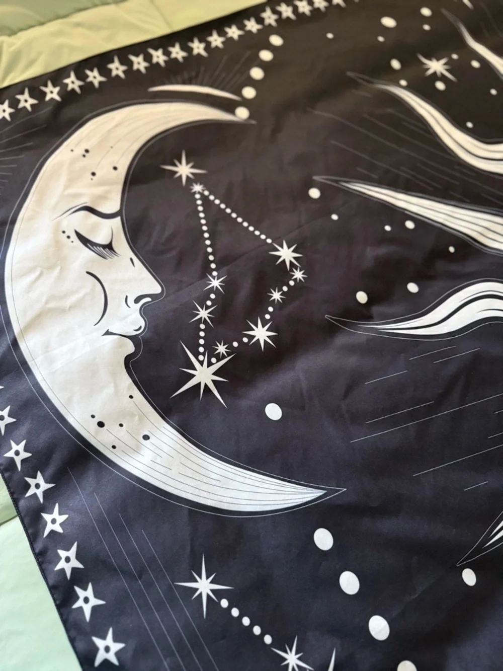 Celestial Sun and Moon Tapestry Throw in Black and White